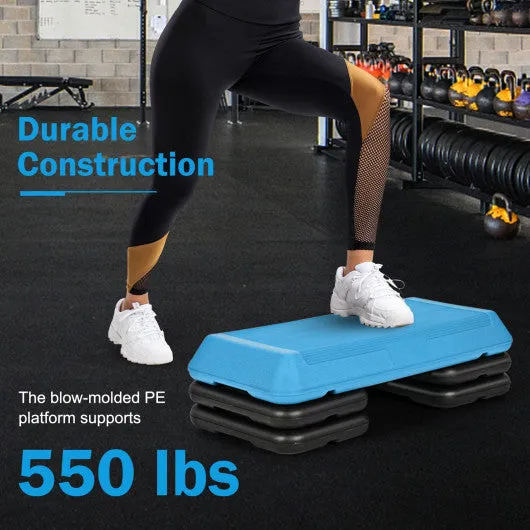 29 Inch Adjustable Workout Fitness Aerobic Stepper Exercise Platform-Blue