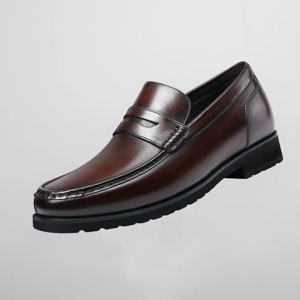 6 CM / 2.36 Inches CMR CHAMARIPA Elevator Shoes - Elevate Your Stature with Brown Elevator Loafers - Add 2.36 Inches to Your Height!