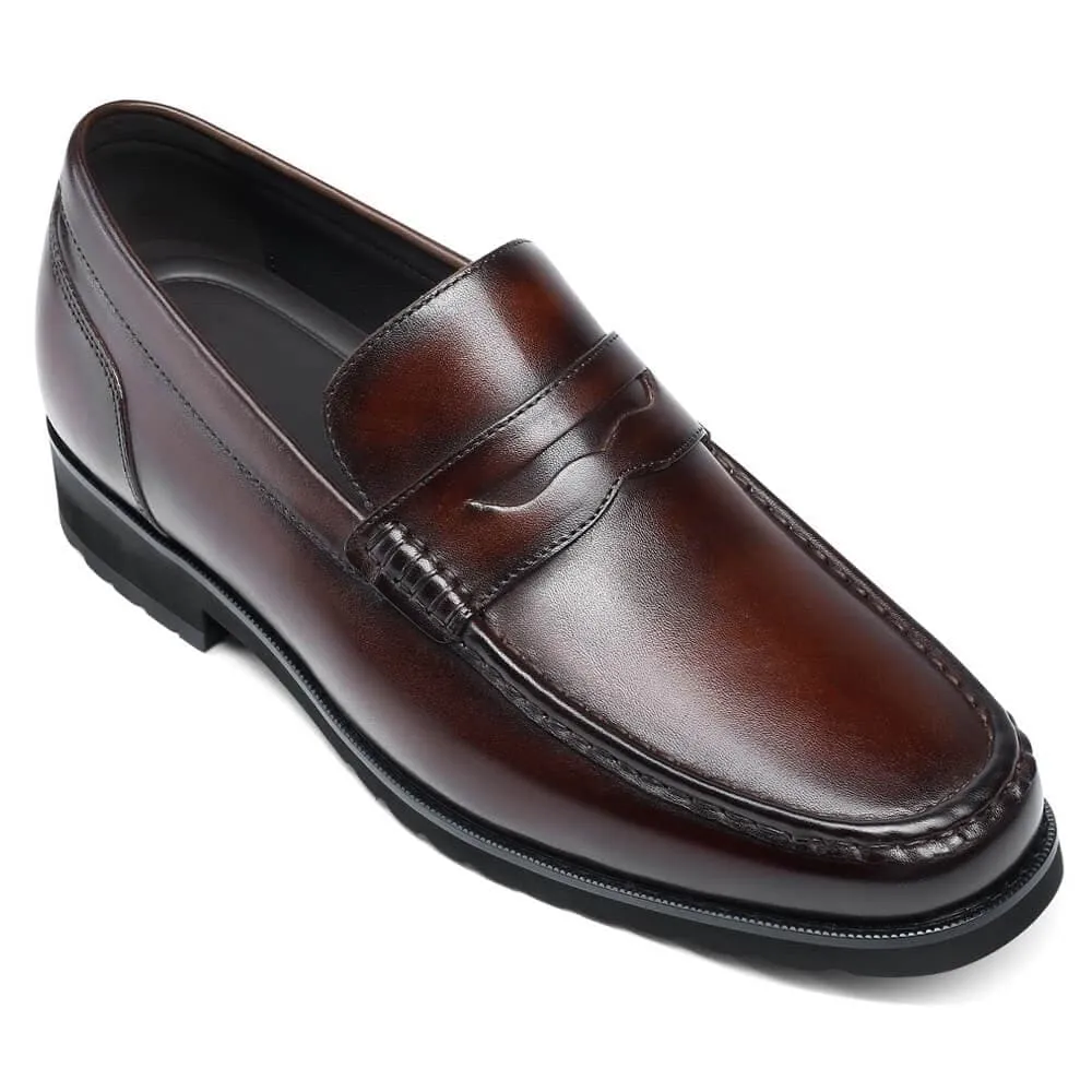 6 CM / 2.36 Inches CMR CHAMARIPA Elevator Shoes - Elevate Your Stature with Brown Elevator Loafers - Add 2.36 Inches to Your Height!