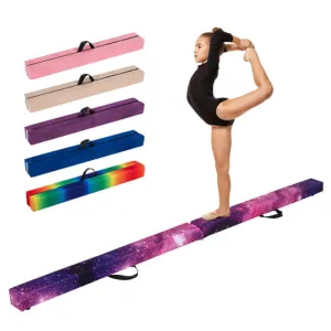 7 Feet Folding Portable Floor Balance Beam with Handles for Gymnasts-Multicolor