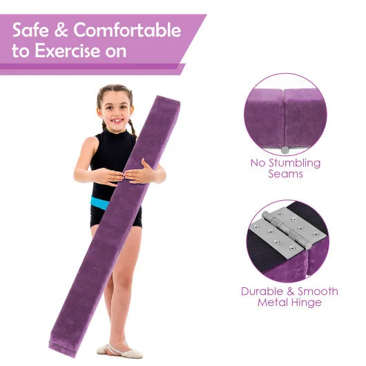 7 Feet Folding Portable Floor Balance Beam with Handles for Gymnasts-Purple