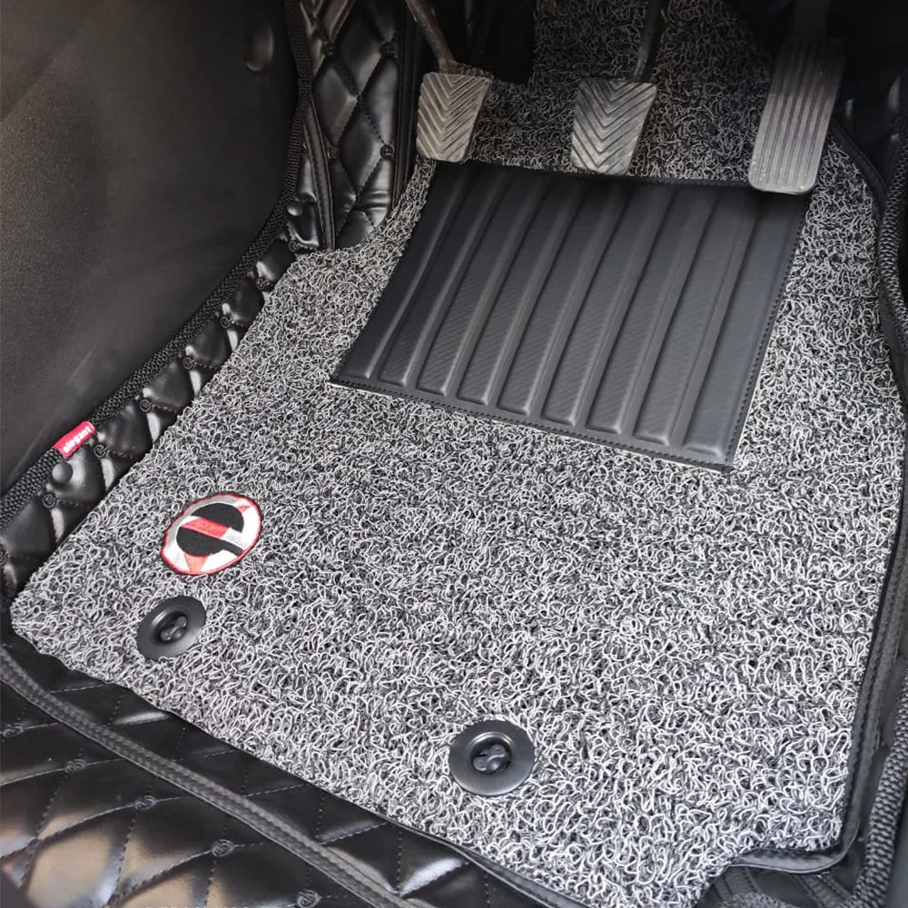 7D Car Floor Mats Black and Red For Nissan Kicks