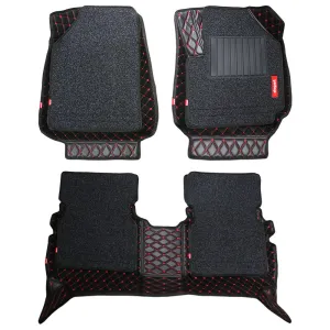 7D Car Floor Mats Black and Red For Nissan Kicks