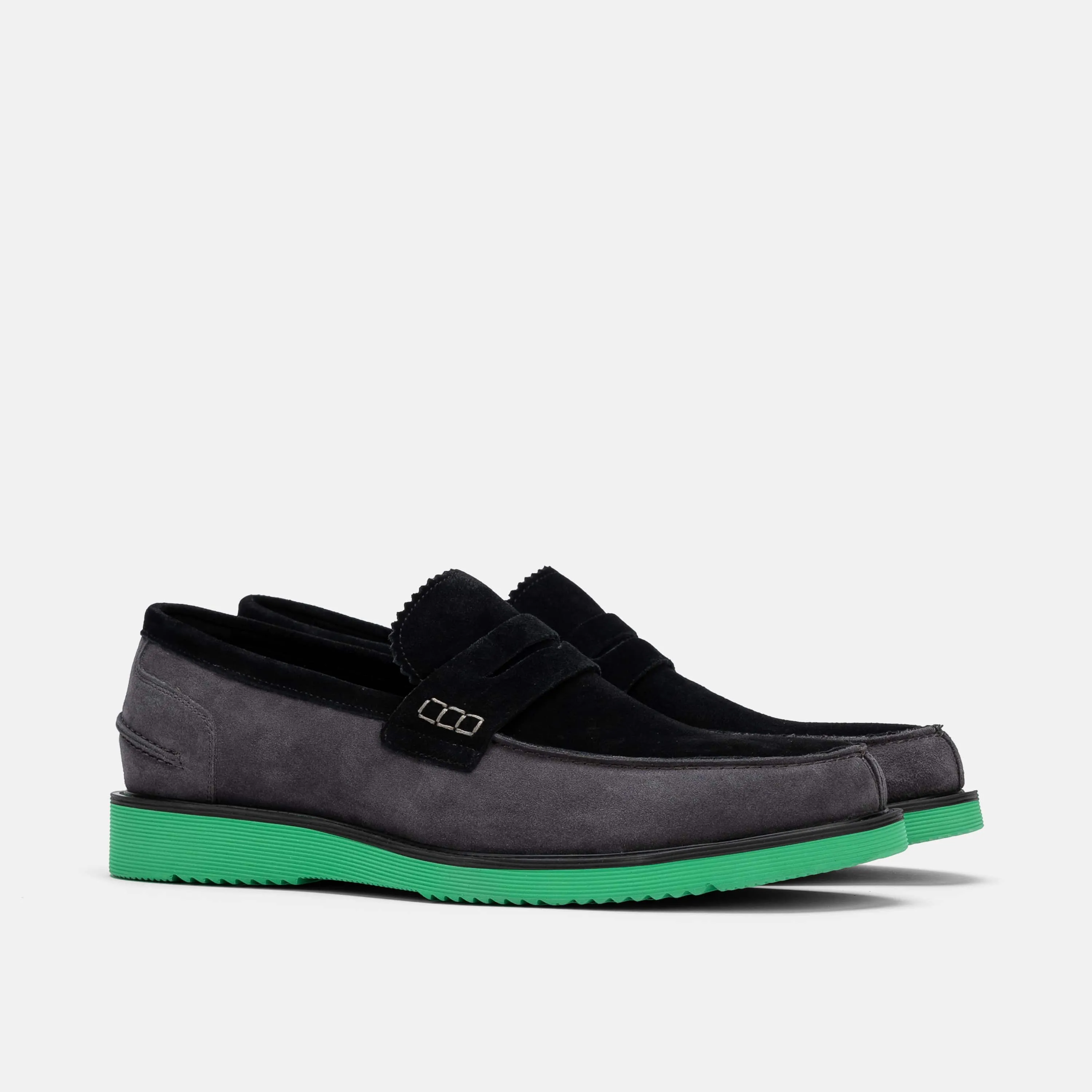 Abe Black Neon Suede Penny Loafers