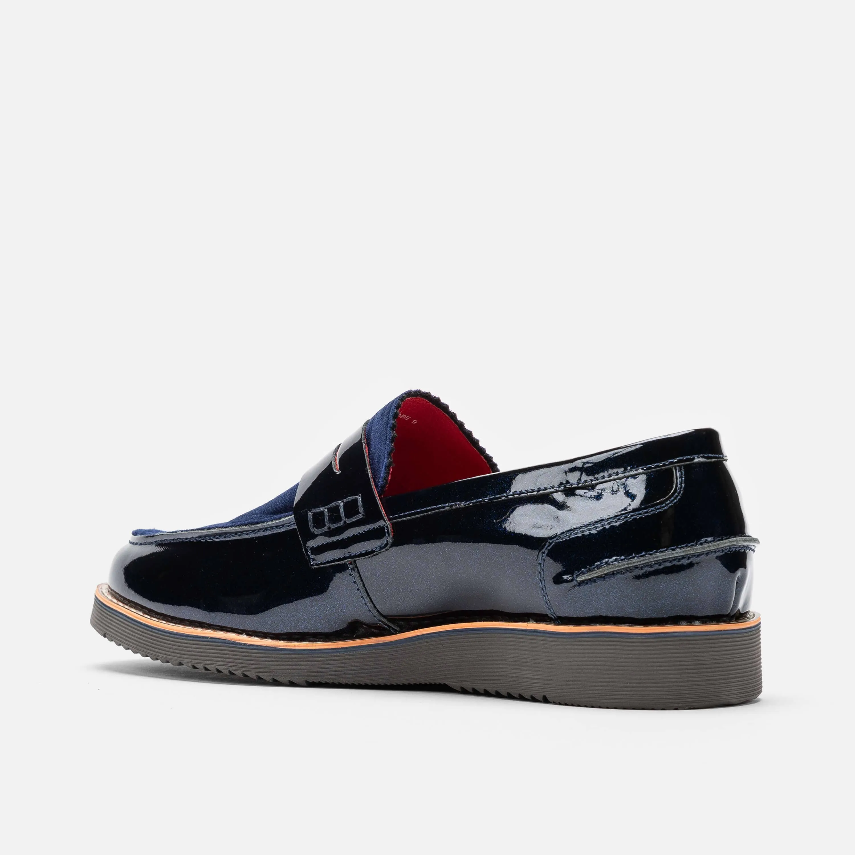 Abe Navy Patent Leather Penny Loafers