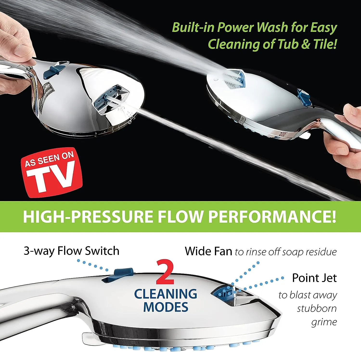 Adjustable Pressure Handheld Shower Head With A Hose