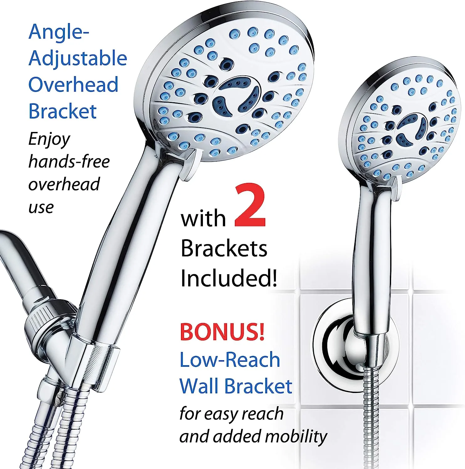 Adjustable Pressure Handheld Shower Head With A Hose