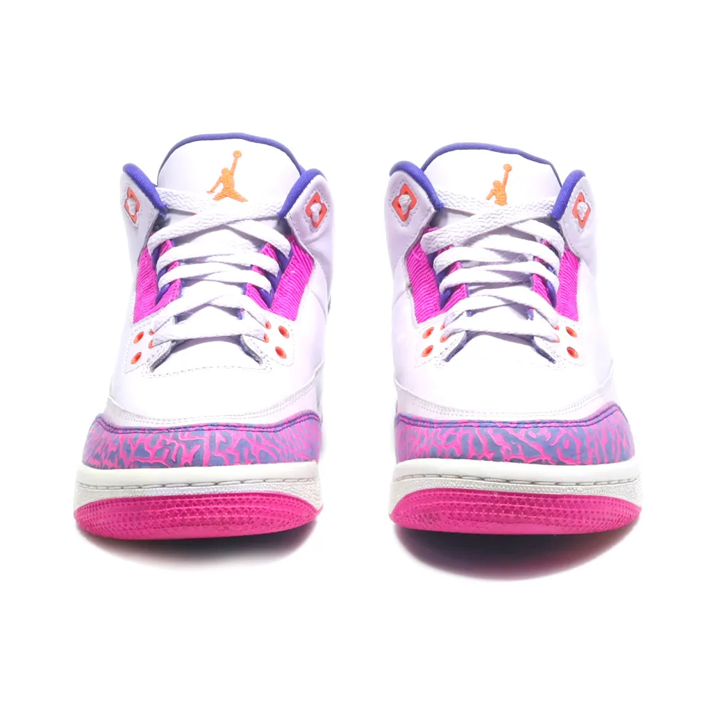 Air Jordan 3 Retro High-Top Sneakers Leather Purple Colour For Women