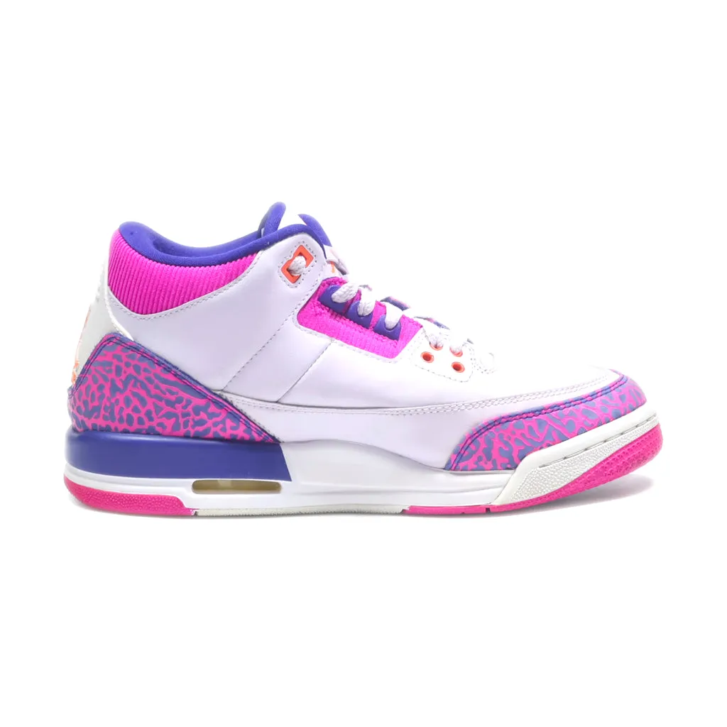 Air Jordan 3 Retro High-Top Sneakers Leather Purple Colour For Women