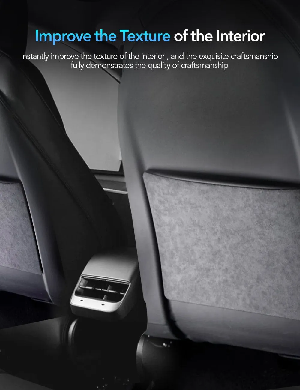 Alcantara Seat Back Protector for Tesla Model 3 Highland