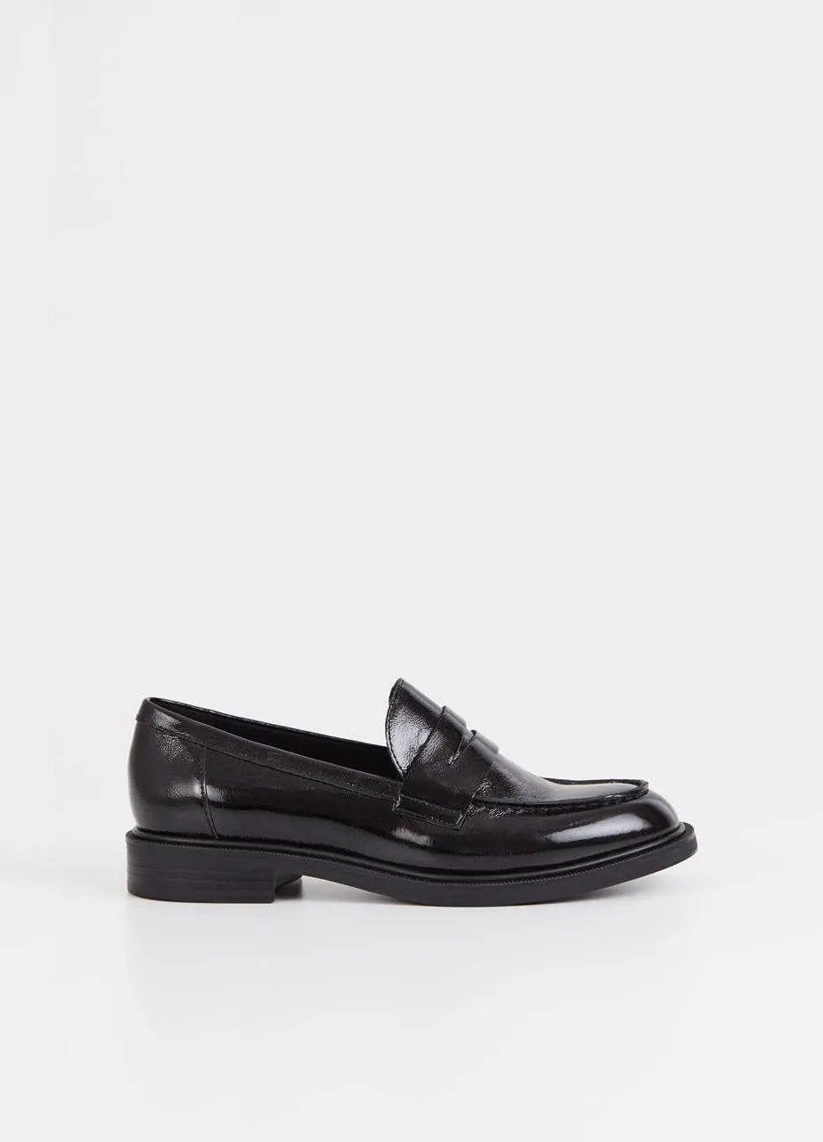 AMINA LOAFER LEATHER | BLACK PATENT