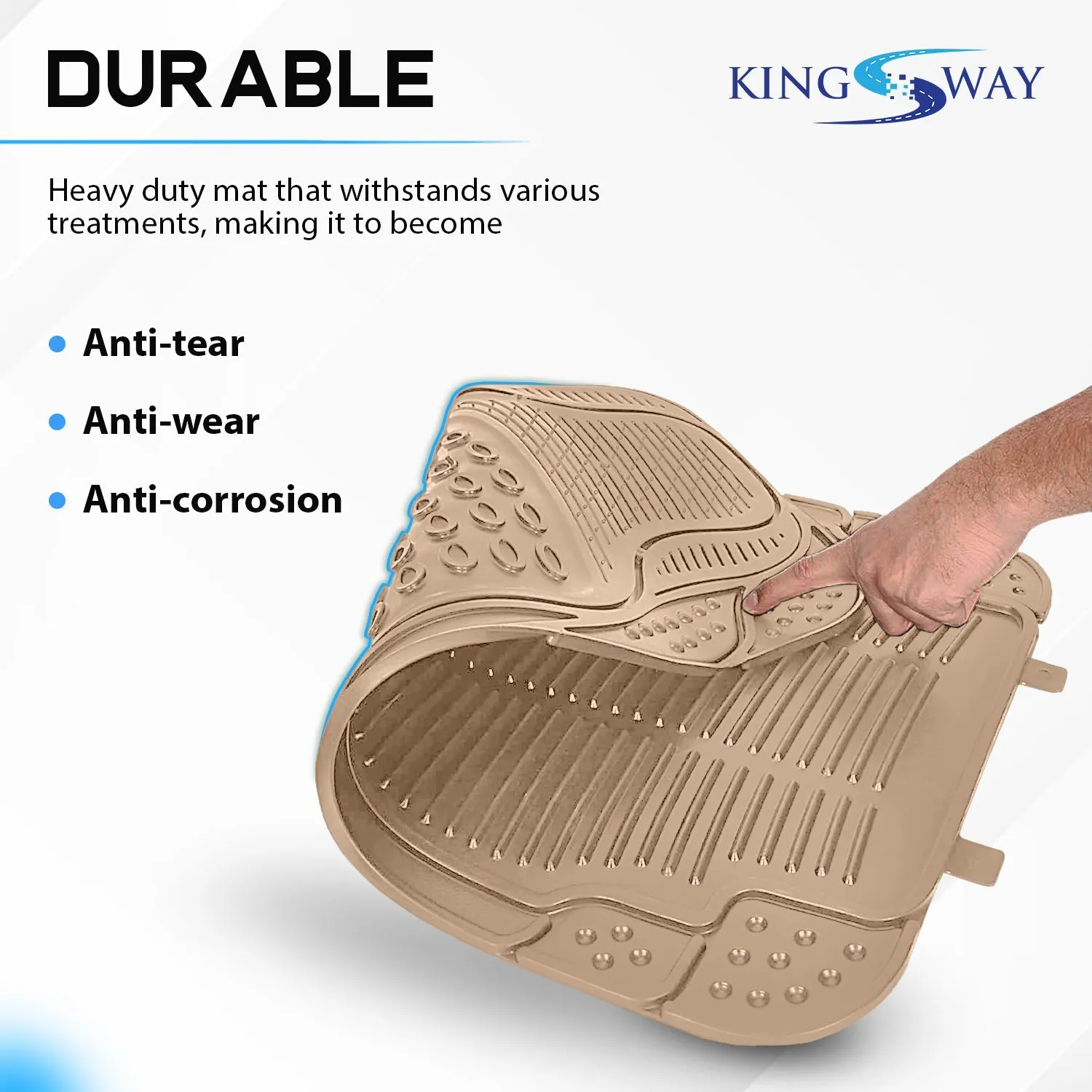 Anti-Skid Rubber Car Floor Mat for All Cars, Universal Size, All-Weather Protection Heavy Duty PVC Car Foot Mats with Anti Tear Technology, Automotive Floor Mats, Set of 4 Pieces, Beige