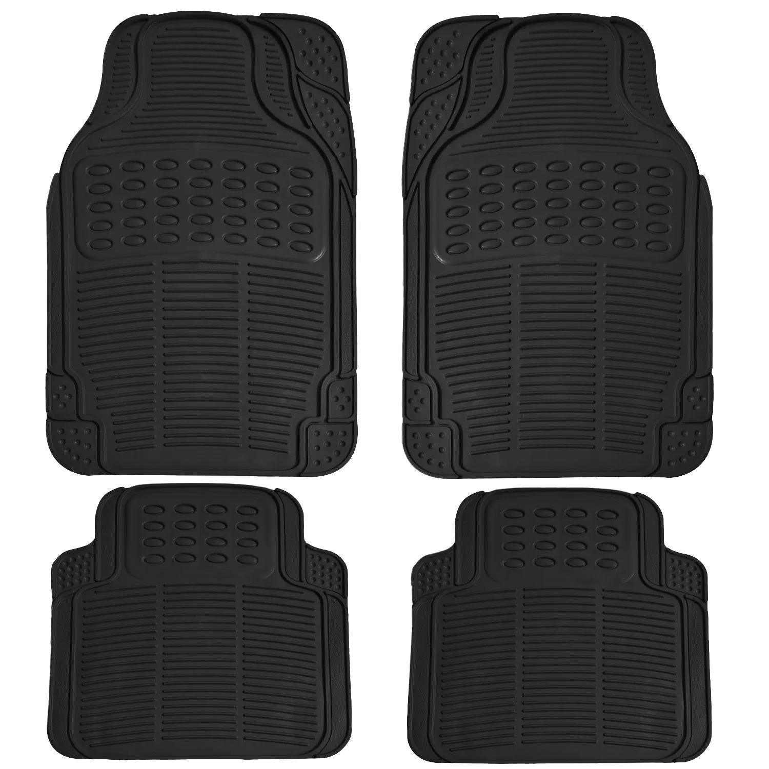 Anti-Skid Rubber Car Floor Mat for All Cars, Universal Size, All-Weather Protection Heavy Duty PVC Car Foot Mats with Anti Tear Technology, Automotive Floor Mats, Set of 4 Pieces, Black