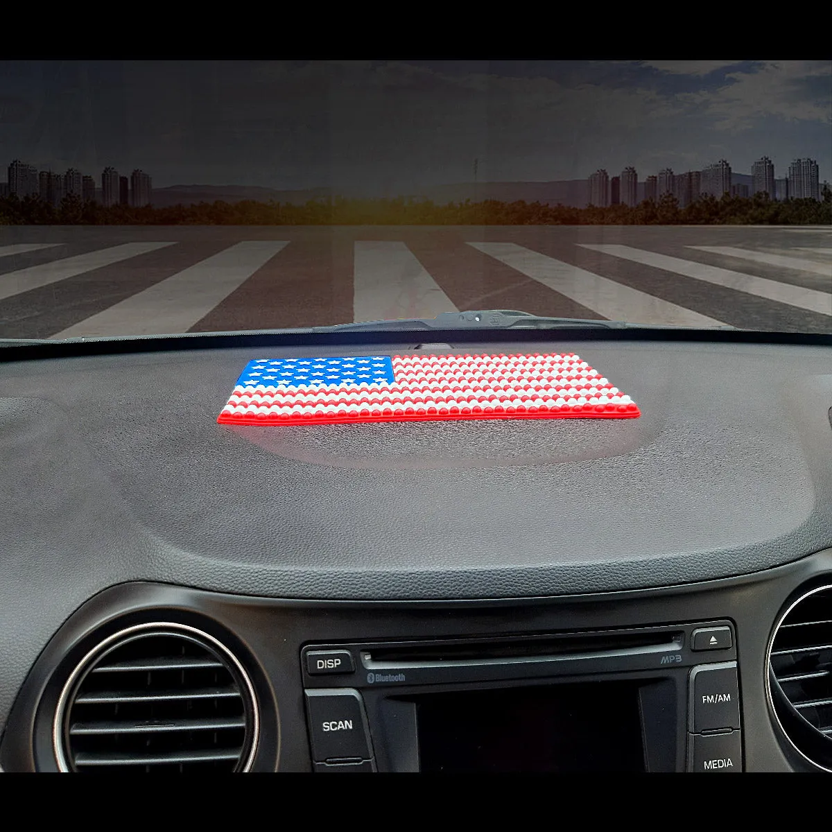 Anti Slip Mat for Car Dasboard, Anti Skid & Non Slip Pad, Multipurpose Mats Use for All Cars, Office, Home, Kitchen, Desk & Table, US Flag Design, 1 Piece (Big Size 25 x 15 cm)