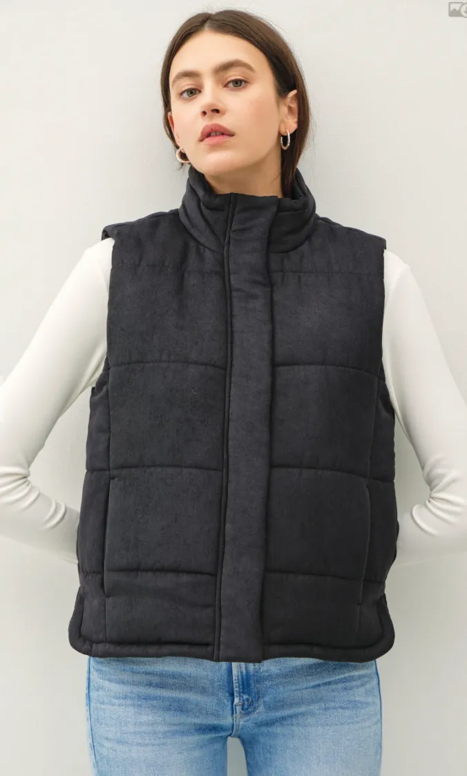 Be Cool Suede-Like Puffer Vest