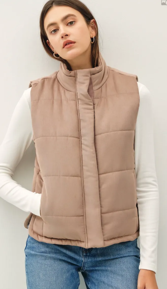 Be Cool Suede-Like Puffer Vest