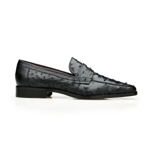 Belvedere Espada in Black Ostrich Quill Penny Loafers