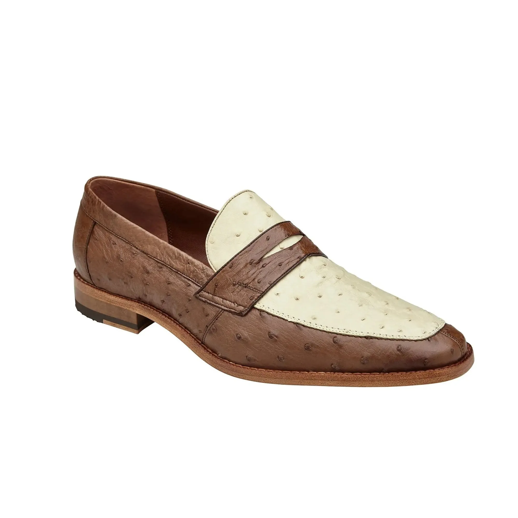 Belvedere Espada in Tabac / Bone Ostrich Quill Penny Loafers