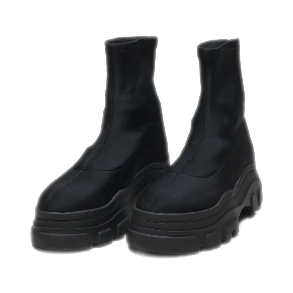 Bershka Ankle Boots Leather Black Colour For Women