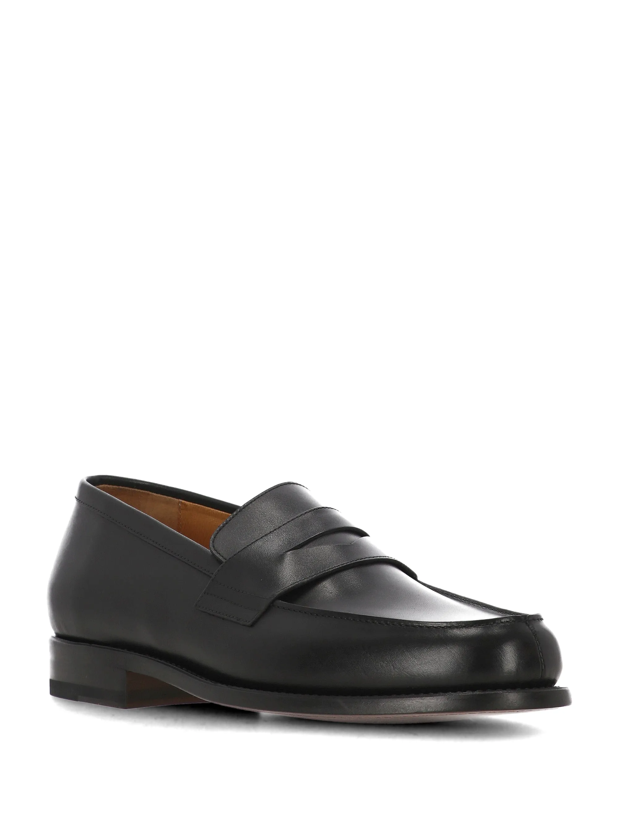 Black Leather Penny Loafers for Men