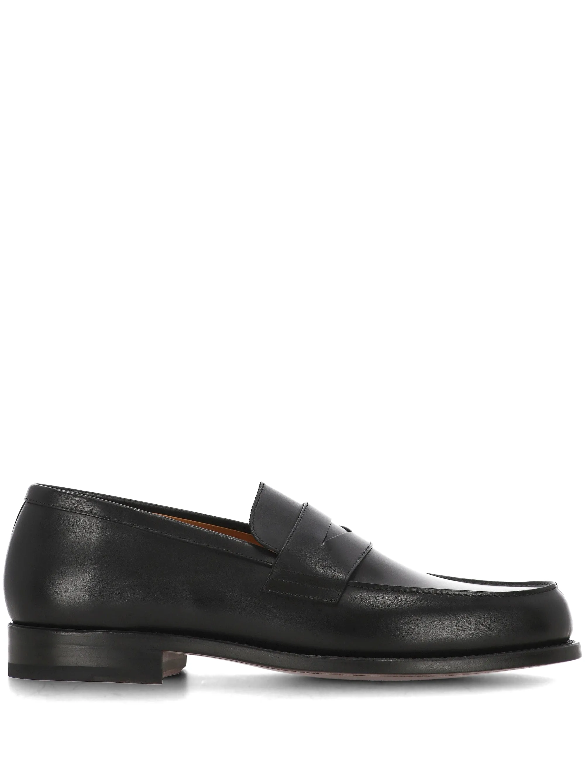 Black Leather Penny Loafers for Men