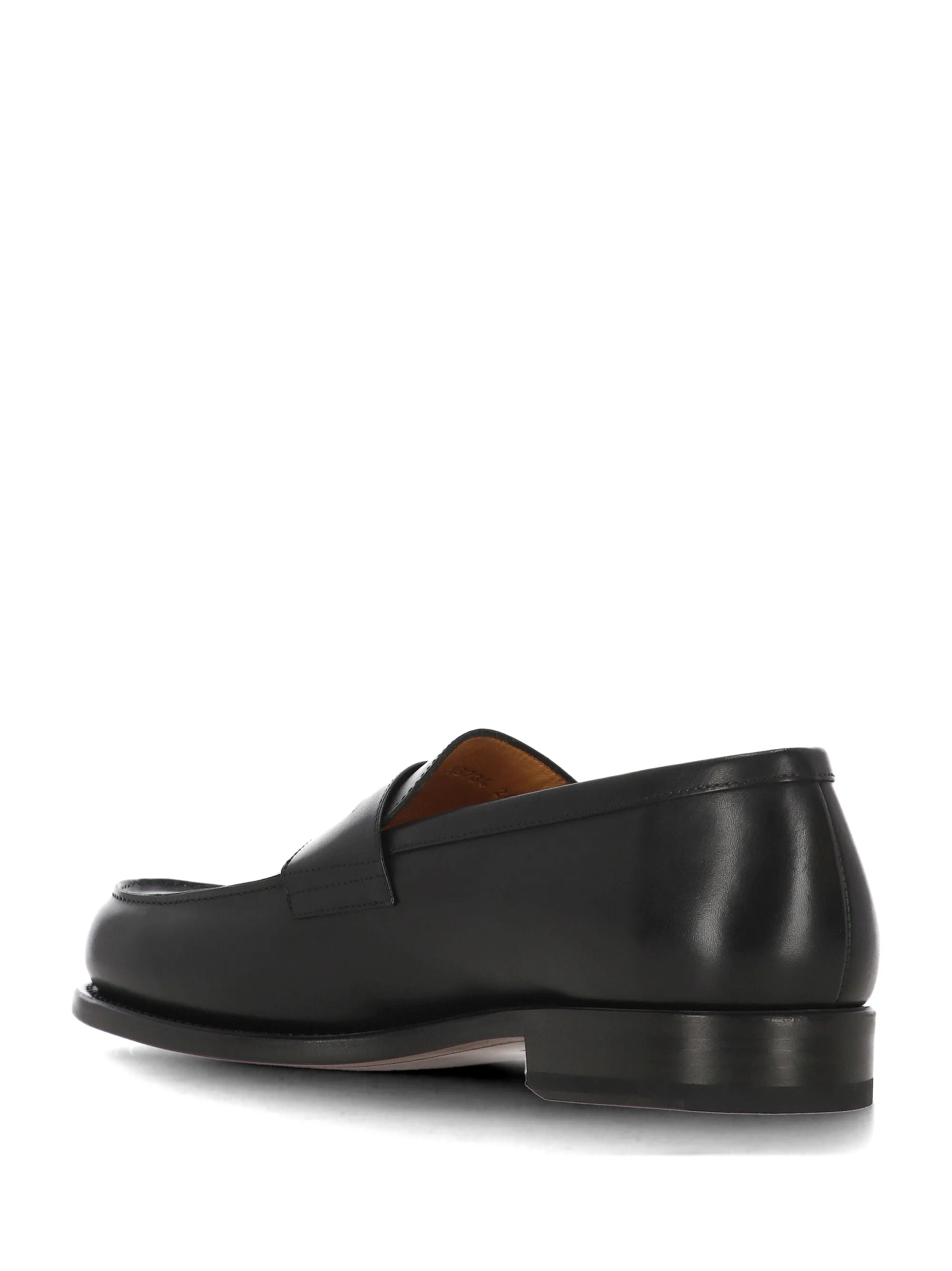 Black Leather Penny Loafers for Men