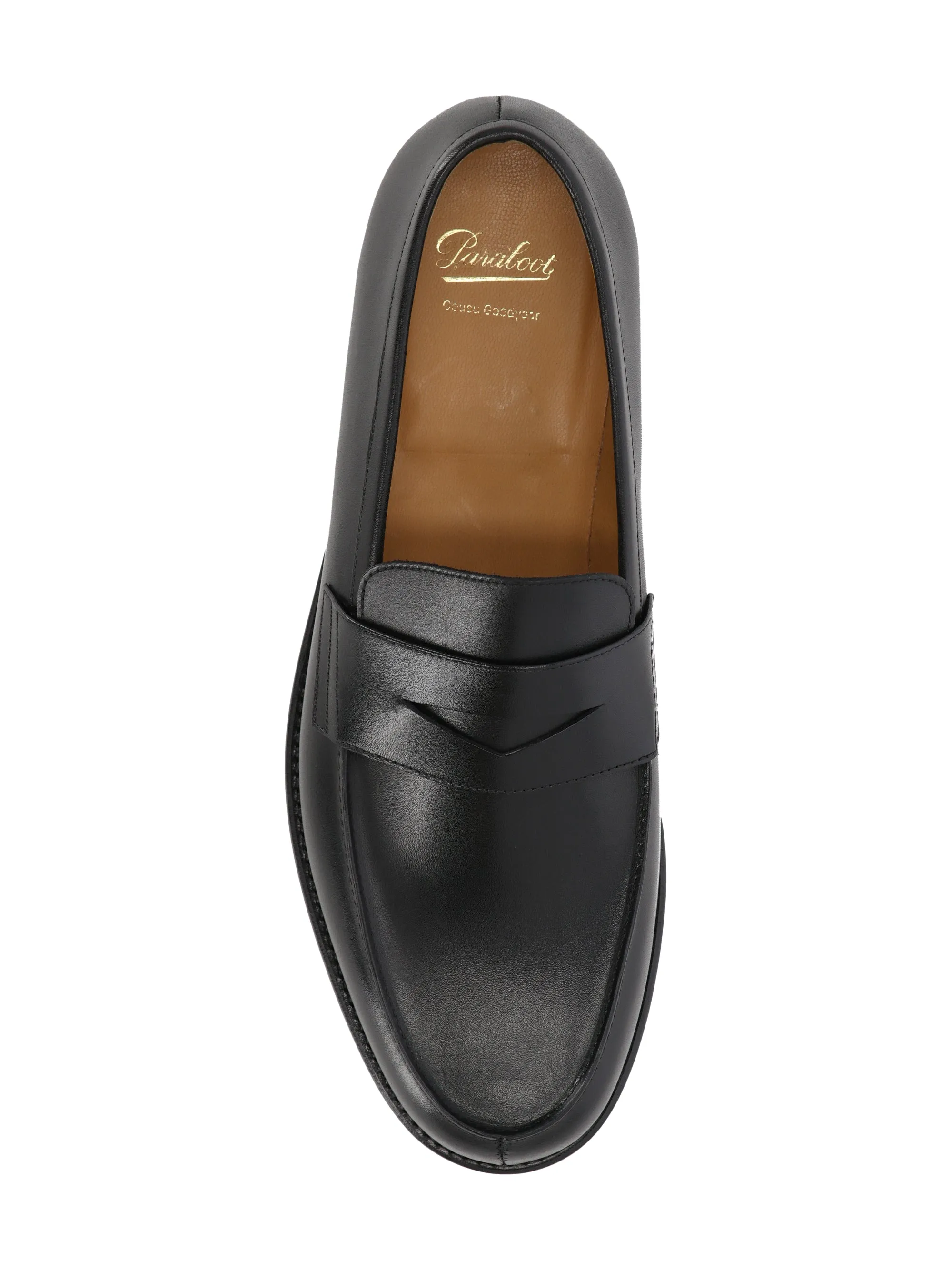 Black Leather Penny Loafers for Men