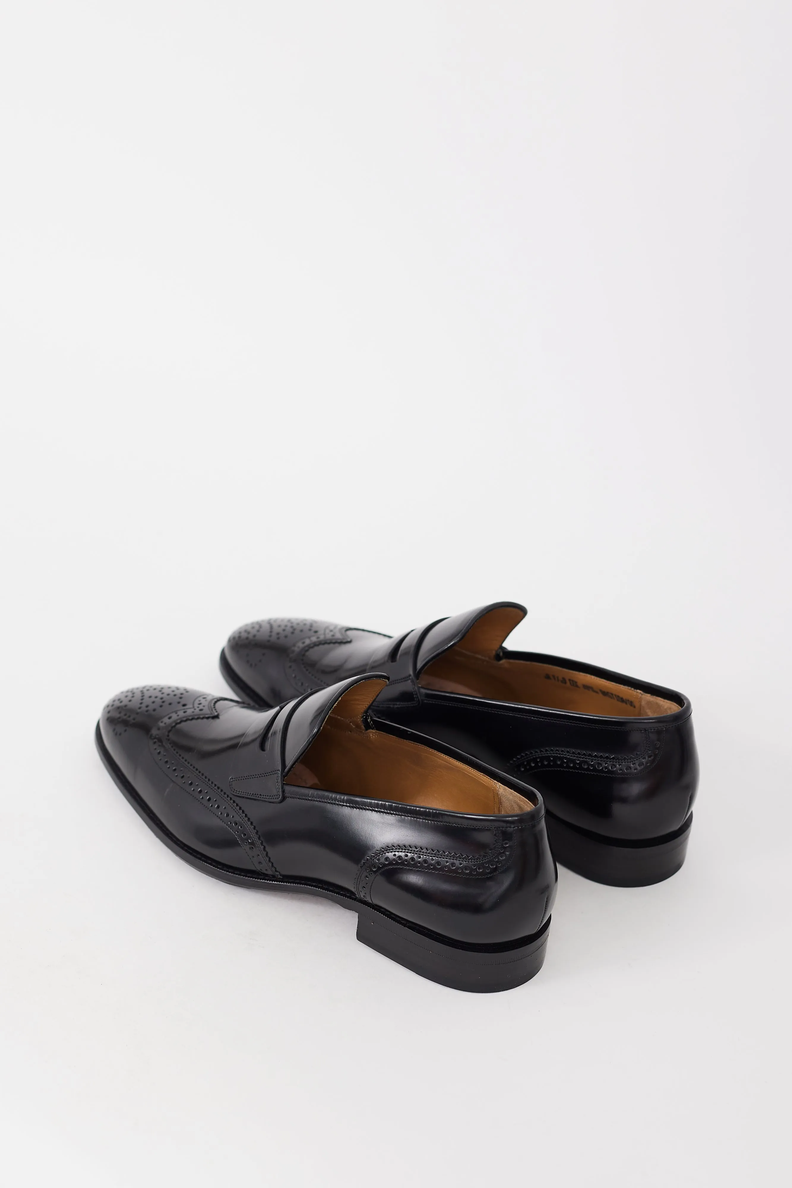 Black Leather Wingtip Penny Loafer