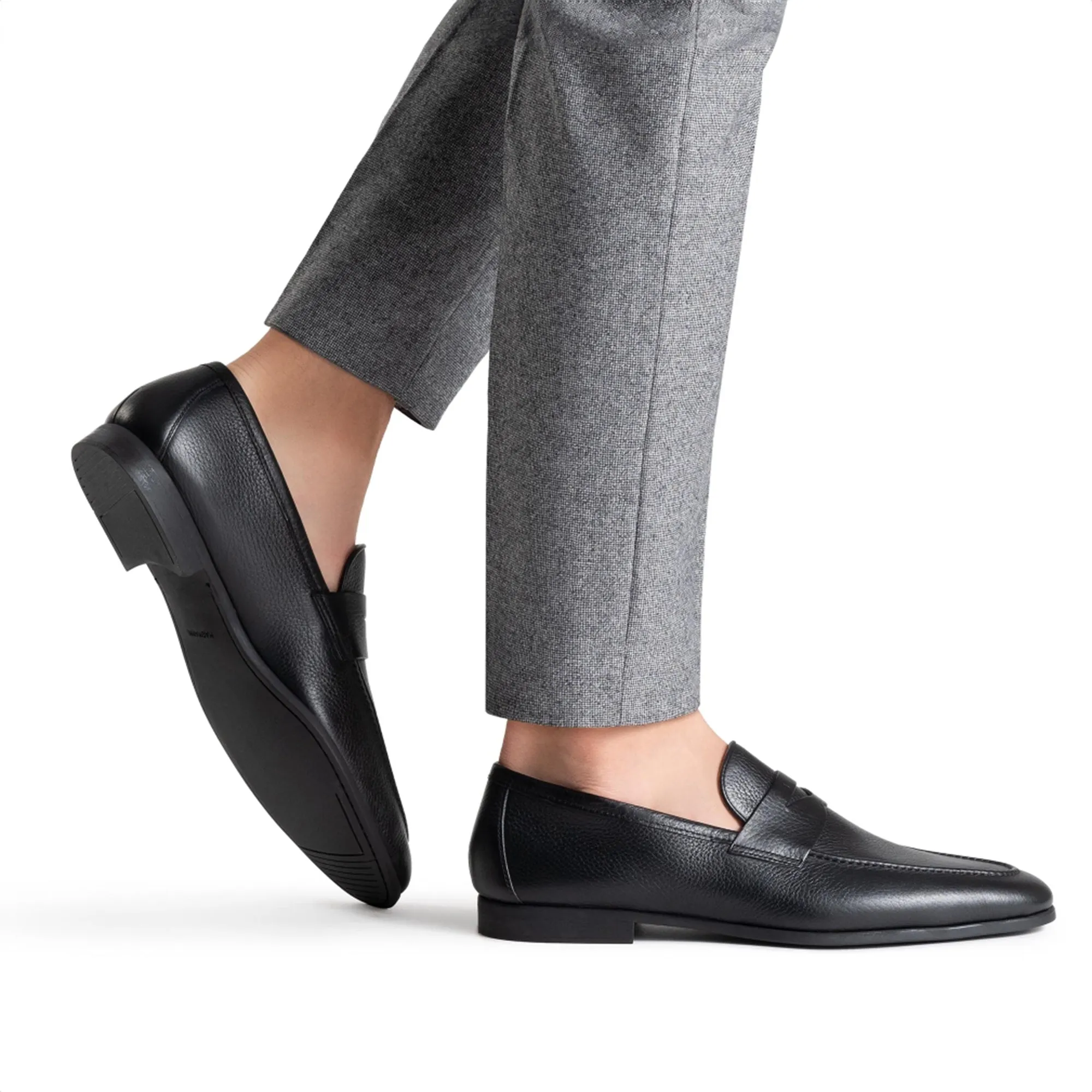 Black Pebbled Leather Diezma II Loafers - Magnanni