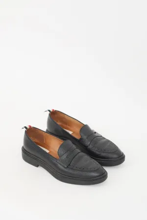 Black Pebbled Leather Penny Loafer