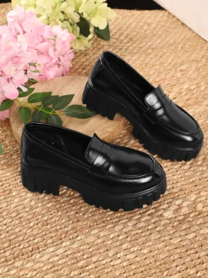 Black PU Block Loafers (TC-ANA-7981-BLK)