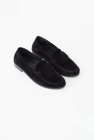 Black Suede Penny Loafer