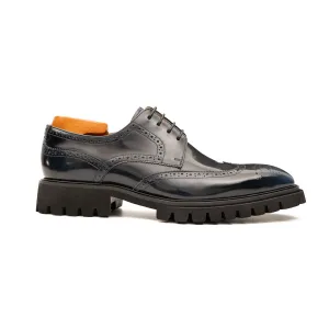 Blue derby brogue shoes