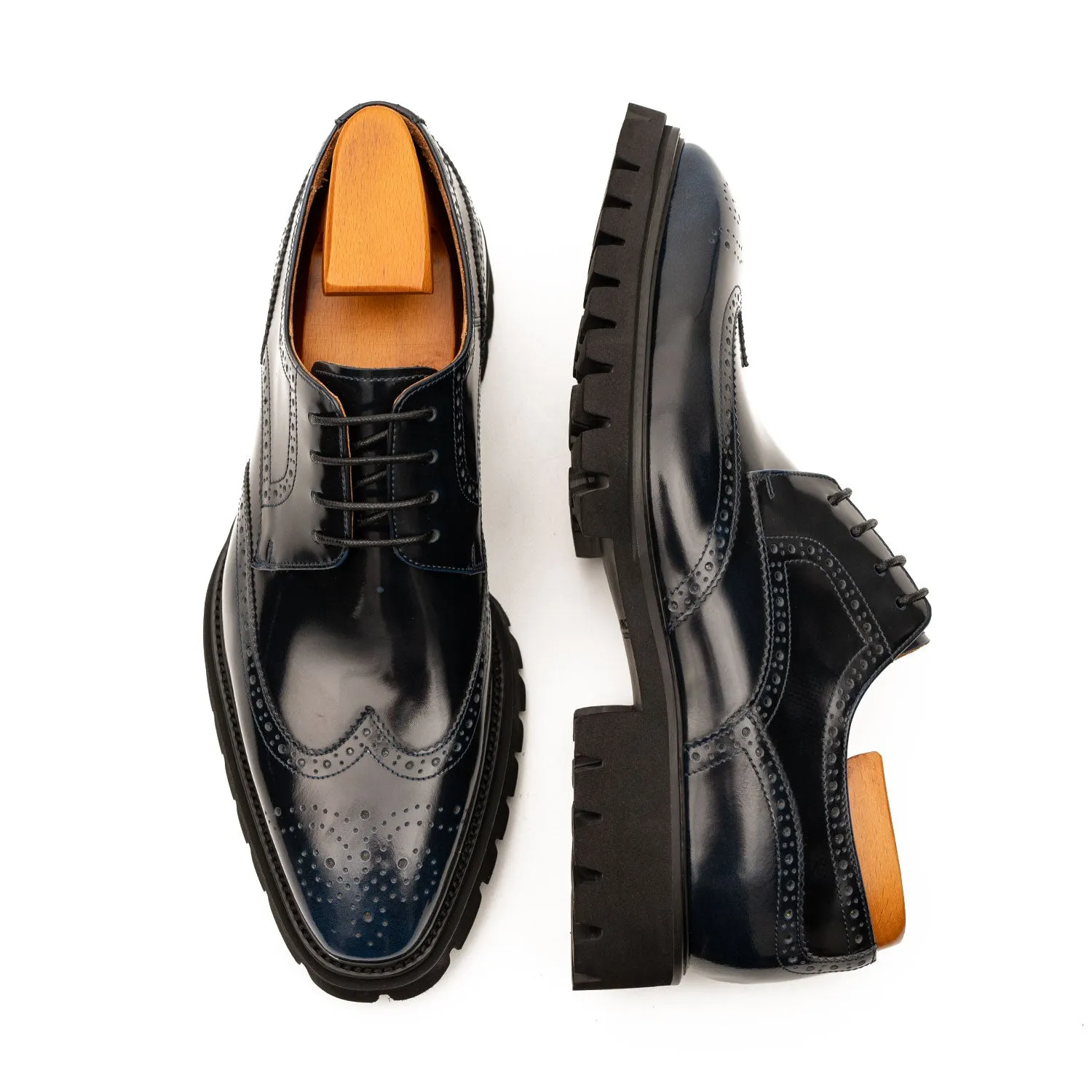 Blue derby brogue shoes