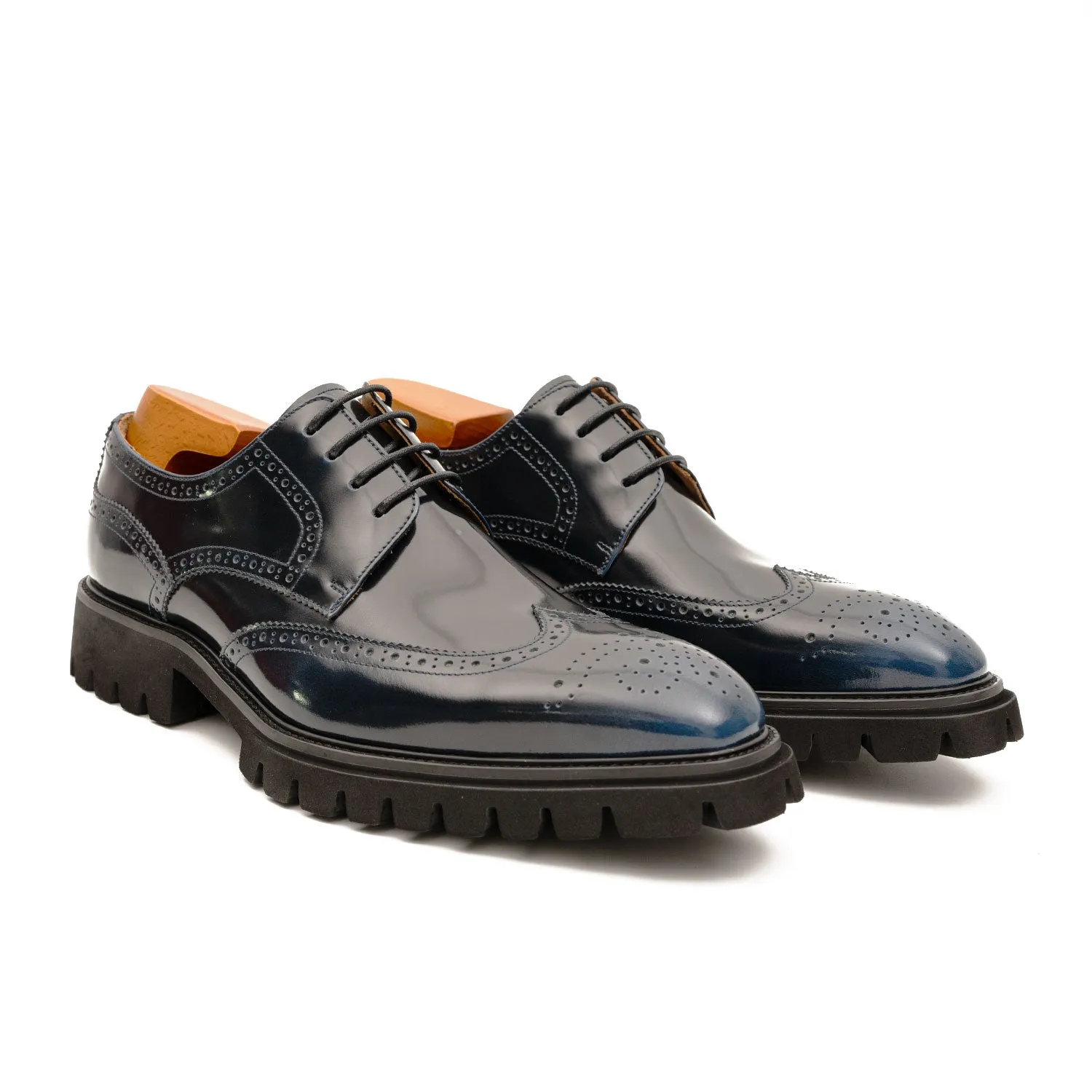 Blue derby brogue shoes