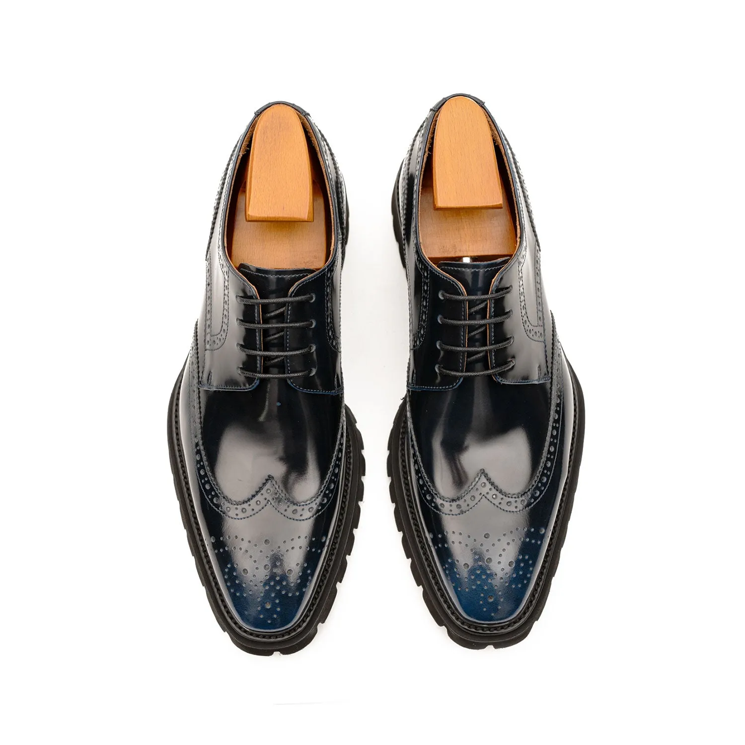 Blue derby brogue shoes