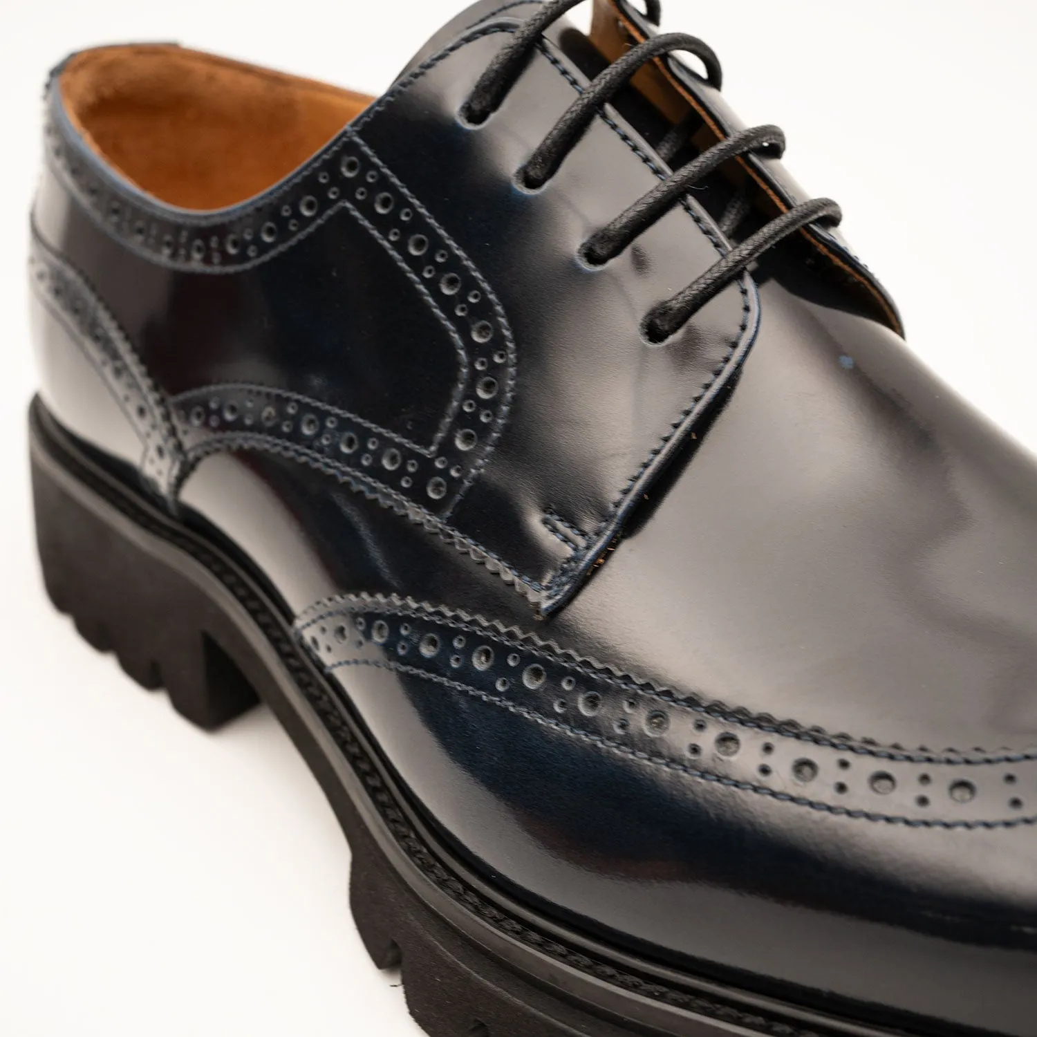 Blue derby brogue shoes