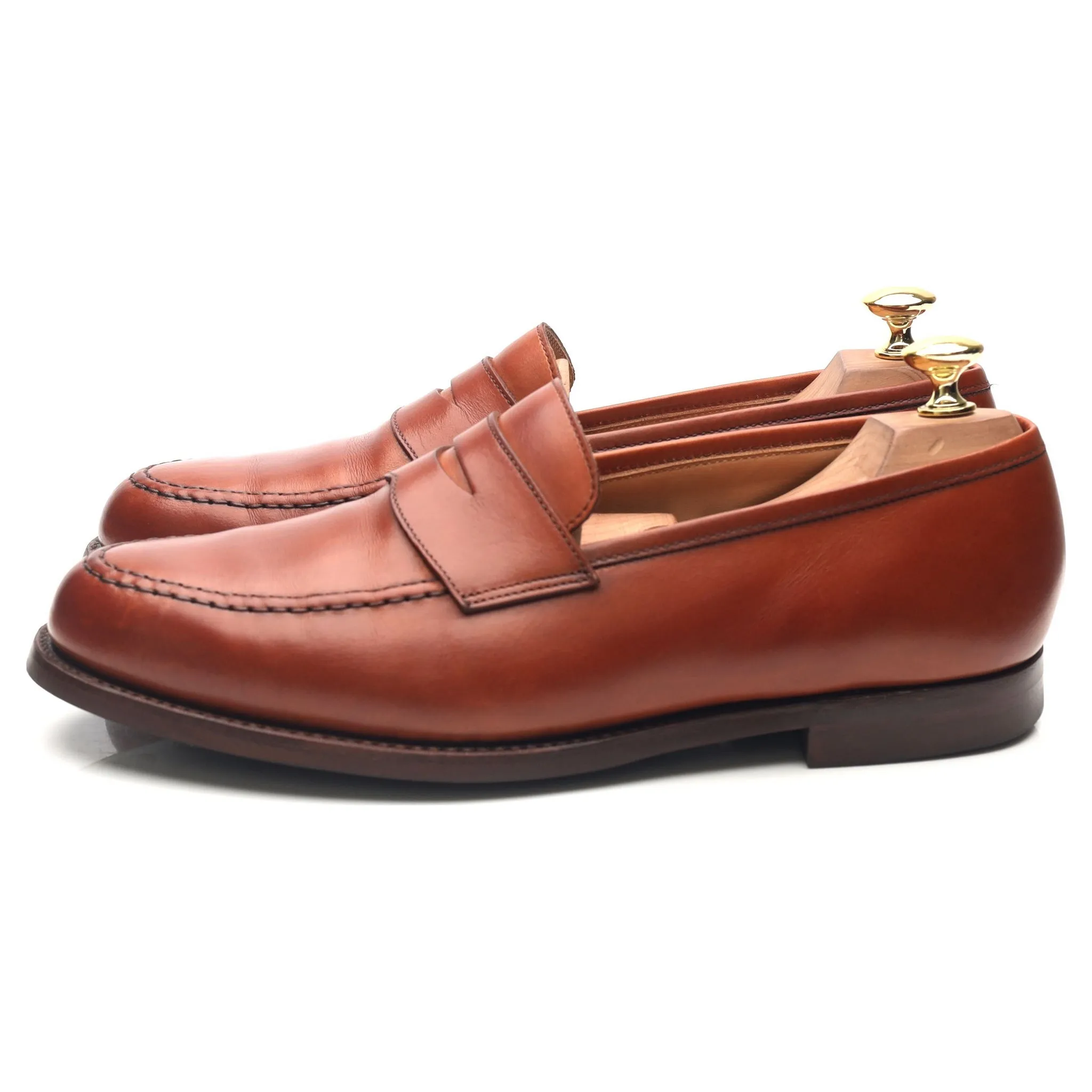 'Boston' Tan Brown Leather Loafers UK 8.5 E