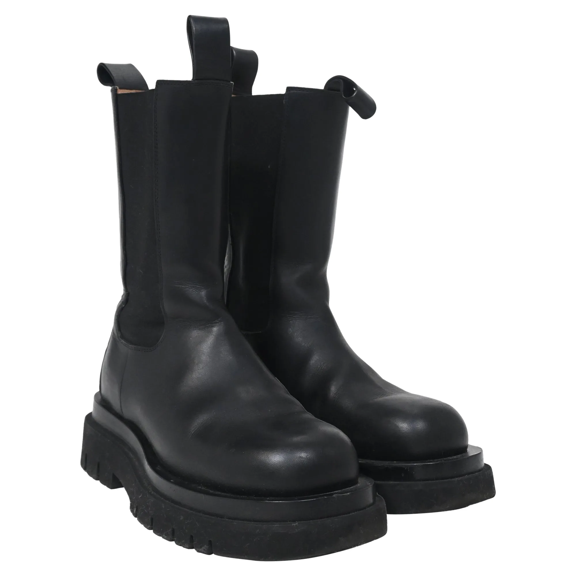 Bottega Veneta Lug Boots in Black Leather