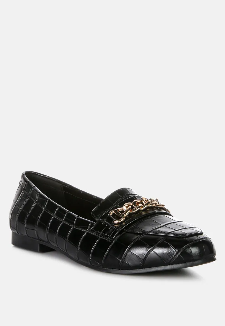 Bro Zone Croc Metail Chain Loafers