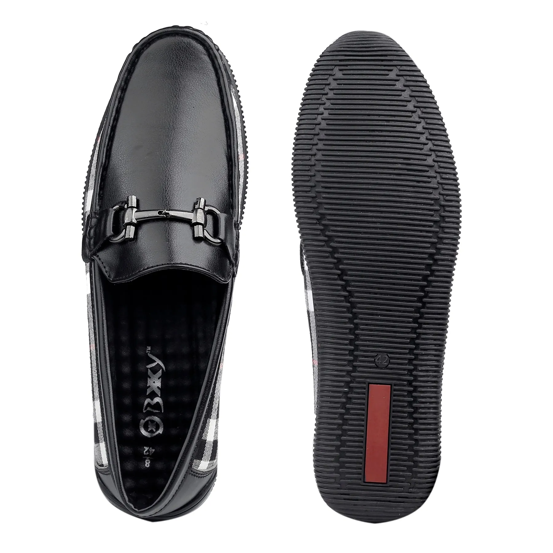 Bxxy's Vegan Leather Trendiest Checker Loafers for Men