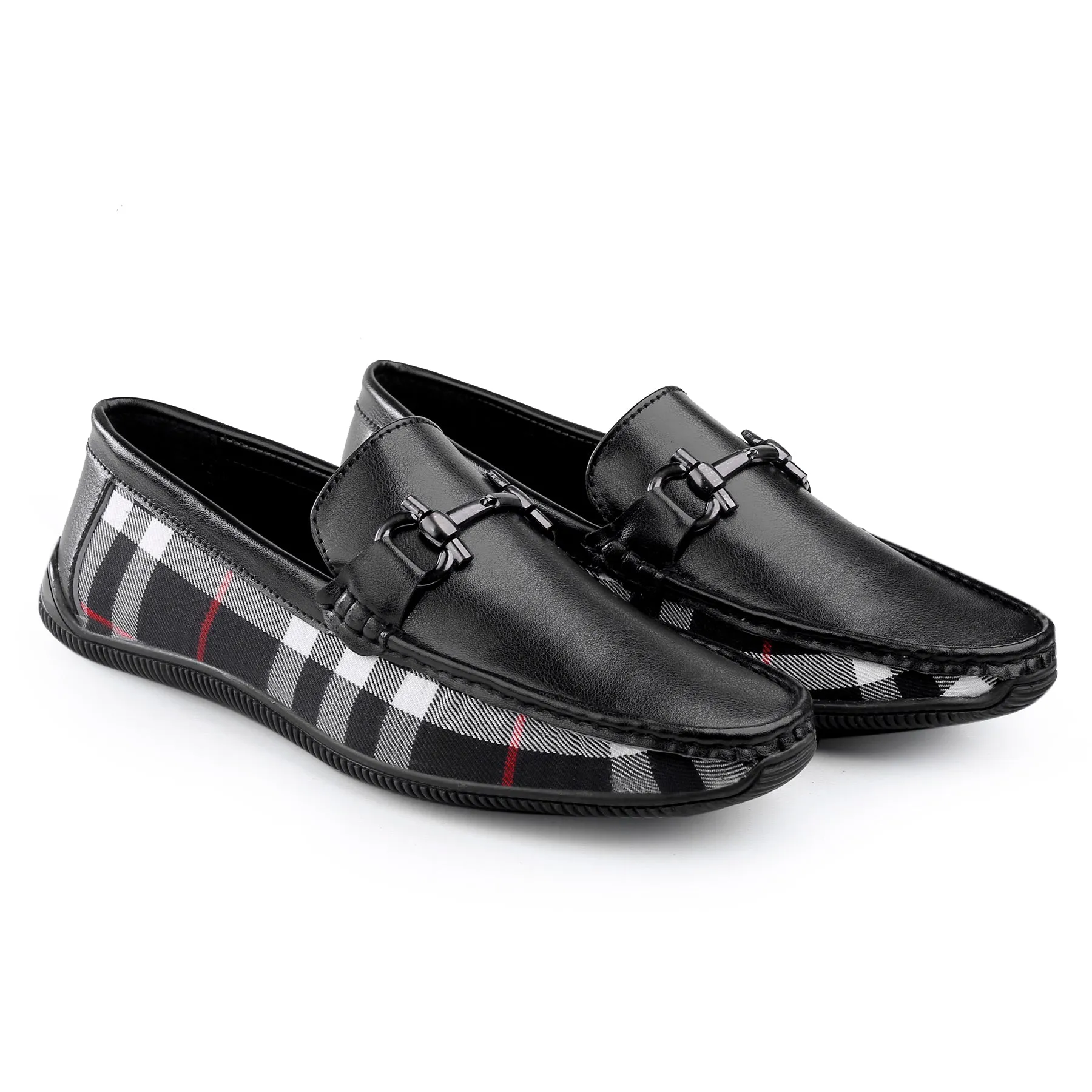 Bxxy's Vegan Leather Trendiest Checker Loafers for Men