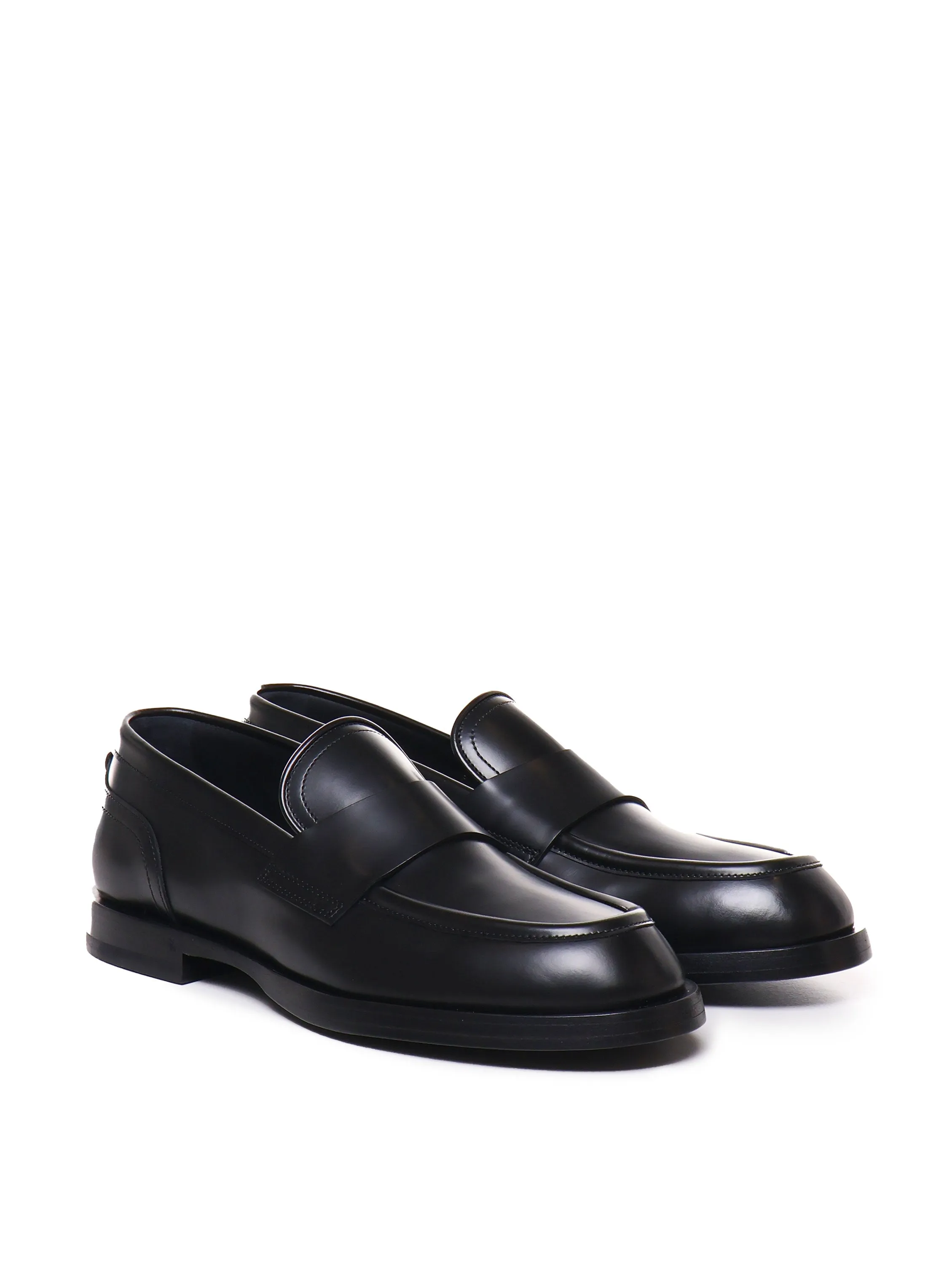 Calfskin Black Leather Loafers