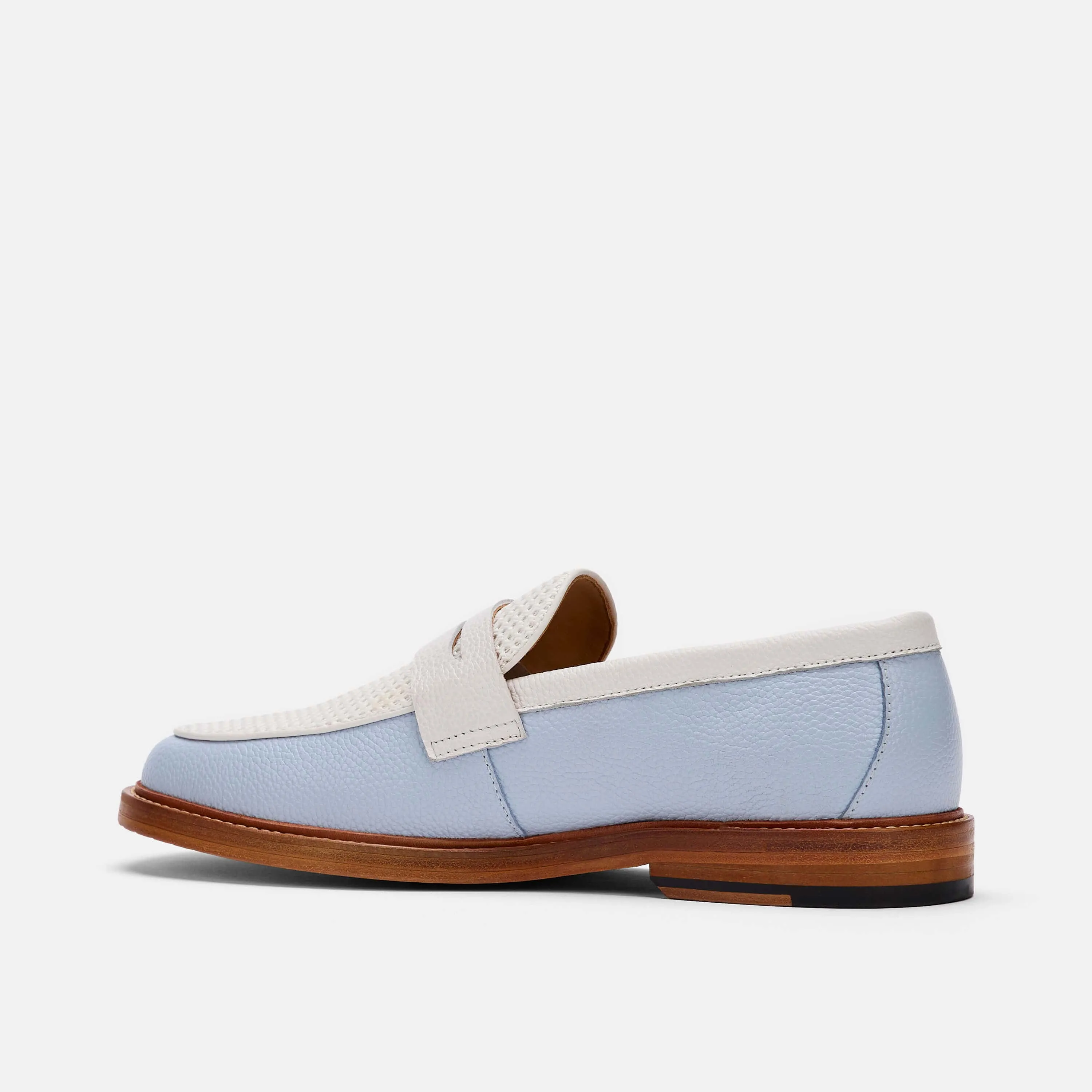 Calum Columbia Blue Leather Penny Loafers