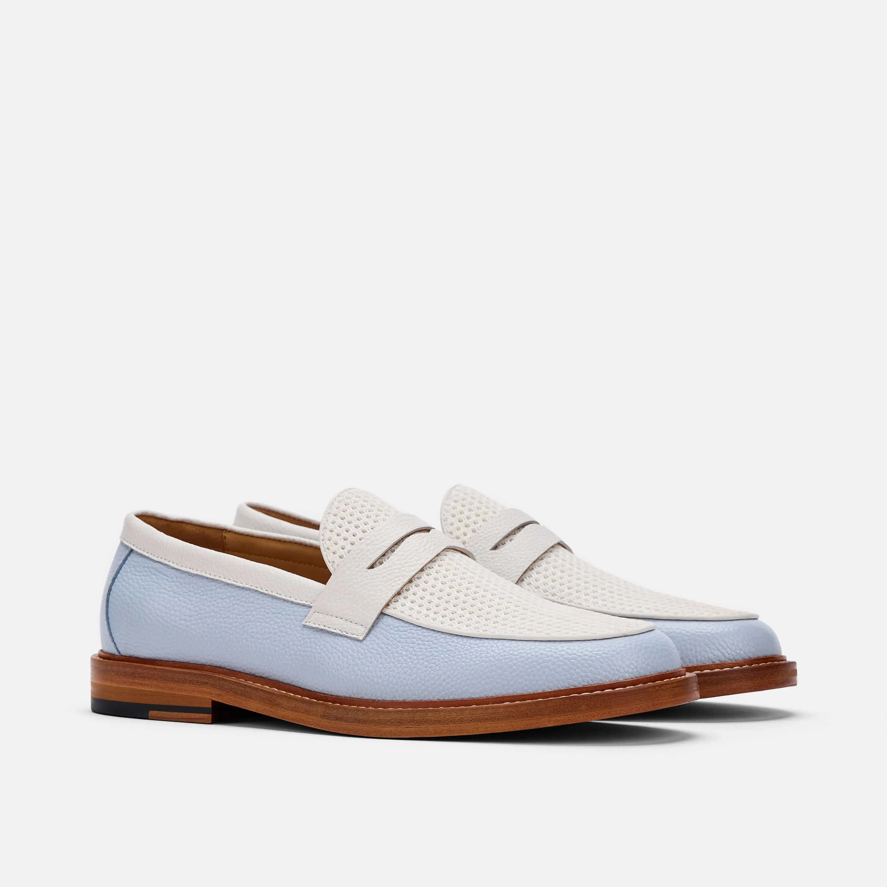 Calum Columbia Blue Leather Penny Loafers