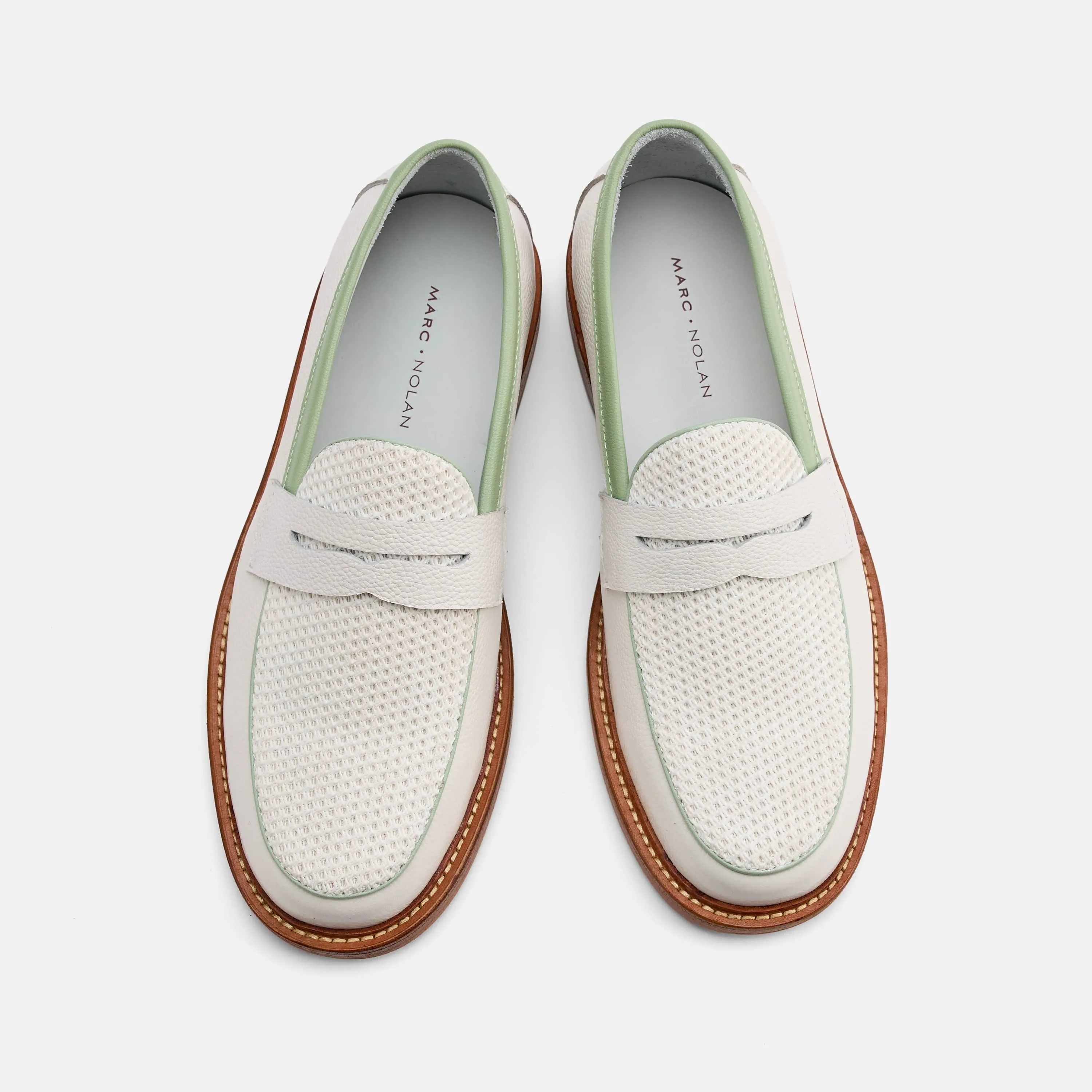 Calum White Mojito Leather Penny Loafers