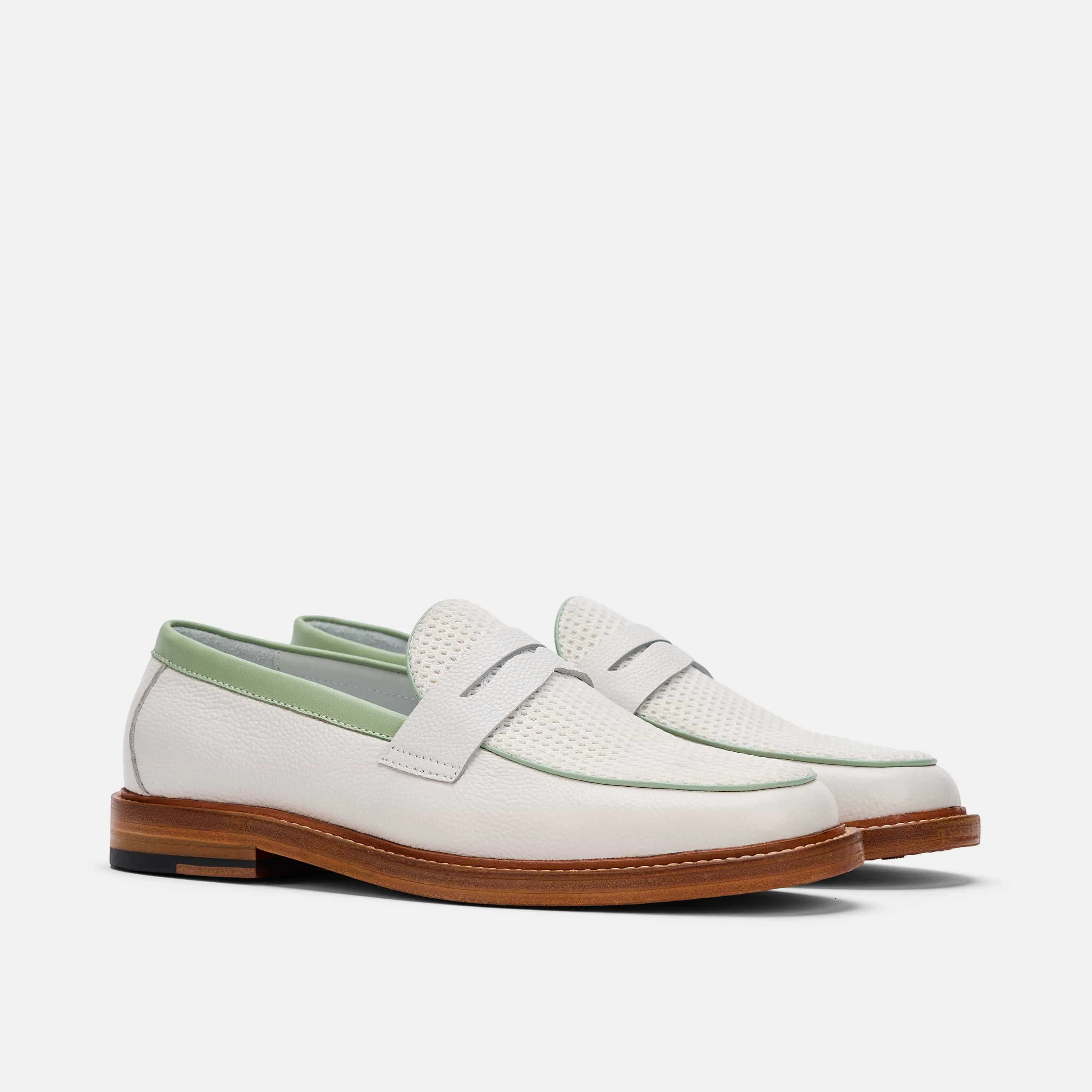 Calum White Mojito Leather Penny Loafers