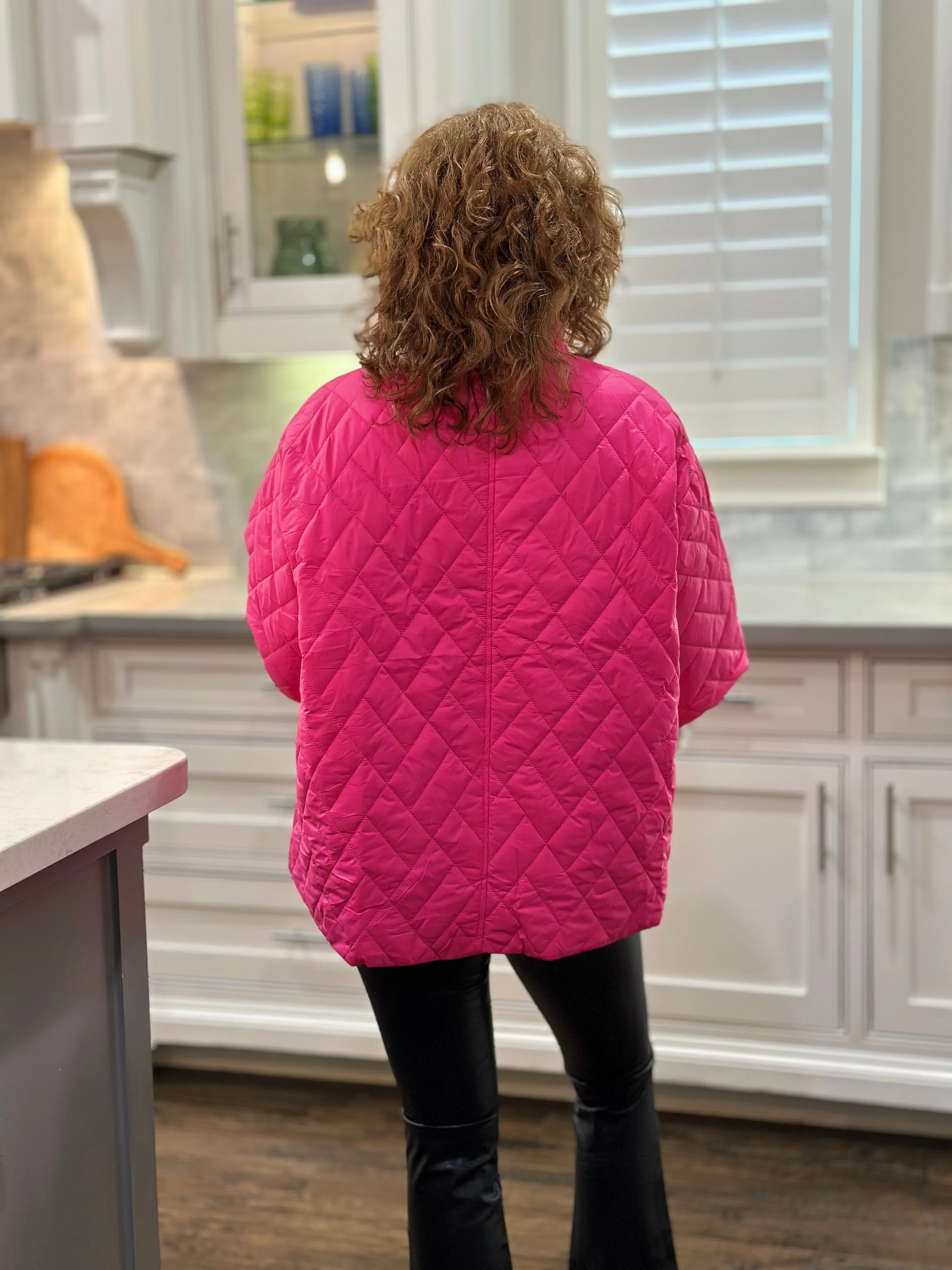 Caryn Lawn Penny Puffer Jacket in Hot Pink