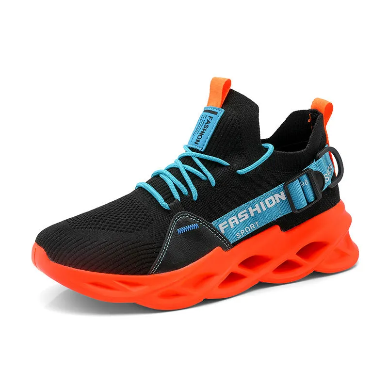 Casual flying woven outdoor large size running shoes