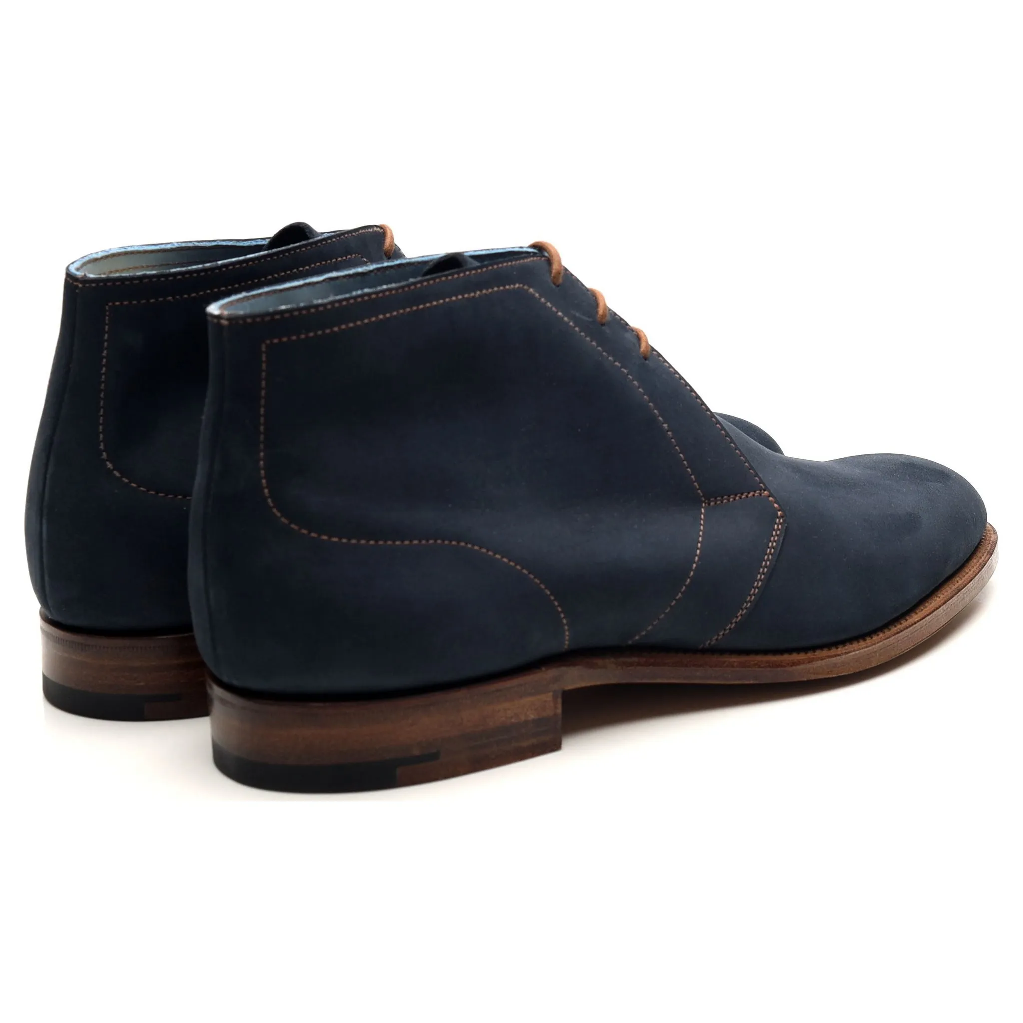 'Cherwell' Navy Blue Nubuck Leather Chukka Boots UK 6 E